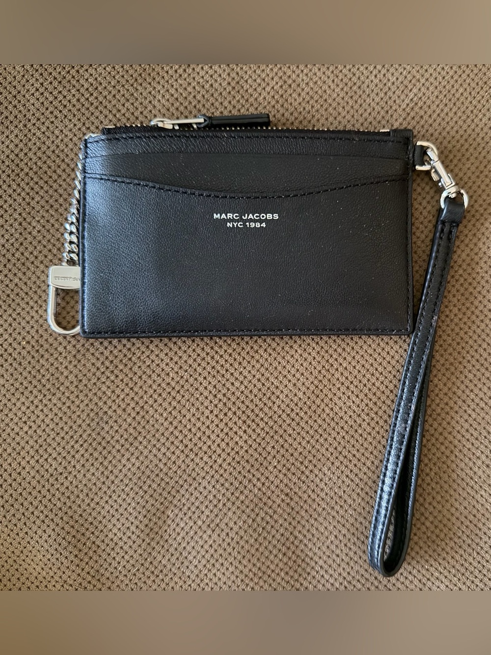 Marc Jacobs Black Leather Wristlet Card Case with Removable Strap